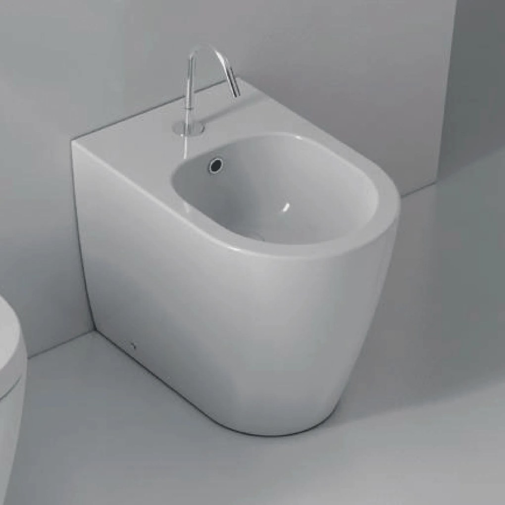 Bidet a Terra Domus Falerii "Foglia Medium" Bianco Lucido