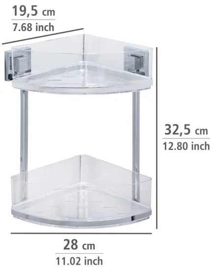 WENKO 22690100-Ripiano angolare VACUUM-LOC QUADRO ED 28x32,5 cm argento/cromo lucido
