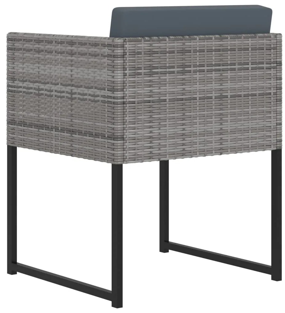 Set pranzo da giardino 11 pz con cuscini in polyrattan grigio
