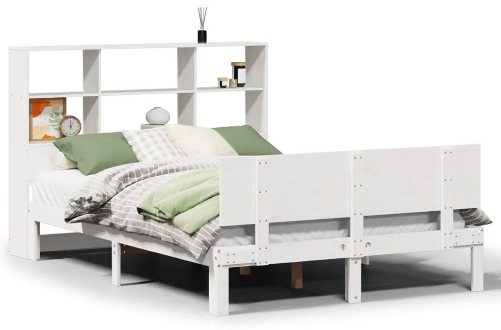 Letto libreria senza materasso bianco 160x200 cm legno di pino