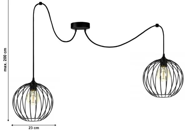 Lampadario a sospensione con filo MATT 2xE27/60W/230V ragno