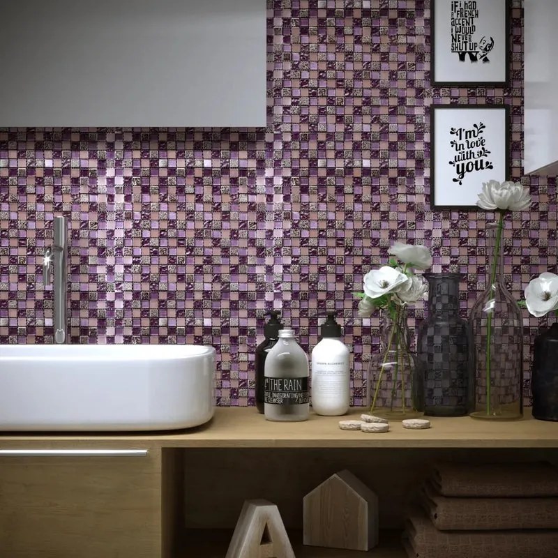 Mosaico pietra Mix Purple viola, 11 pezzi