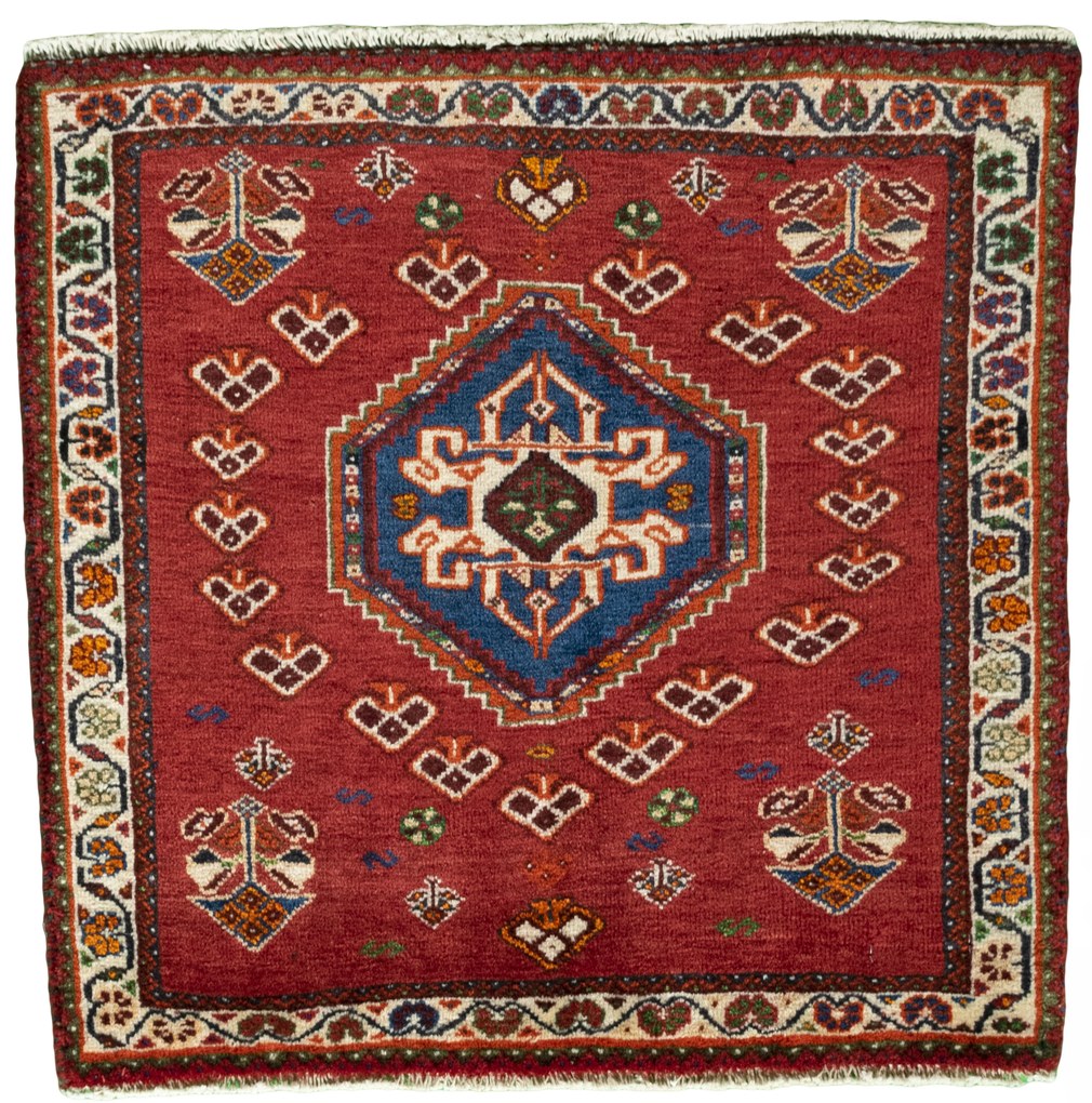 Shiraz Tappeto 60x60 Rosso (Iran) Annodato A Mano