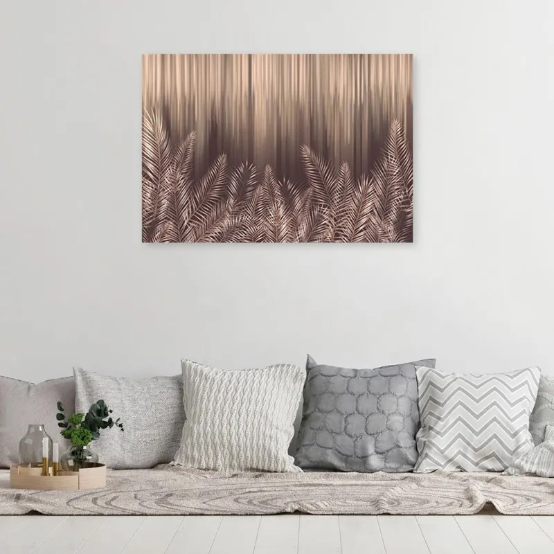 Quadro su tela, Foglie esotiche di palma 3D  Dimensioni 60x40