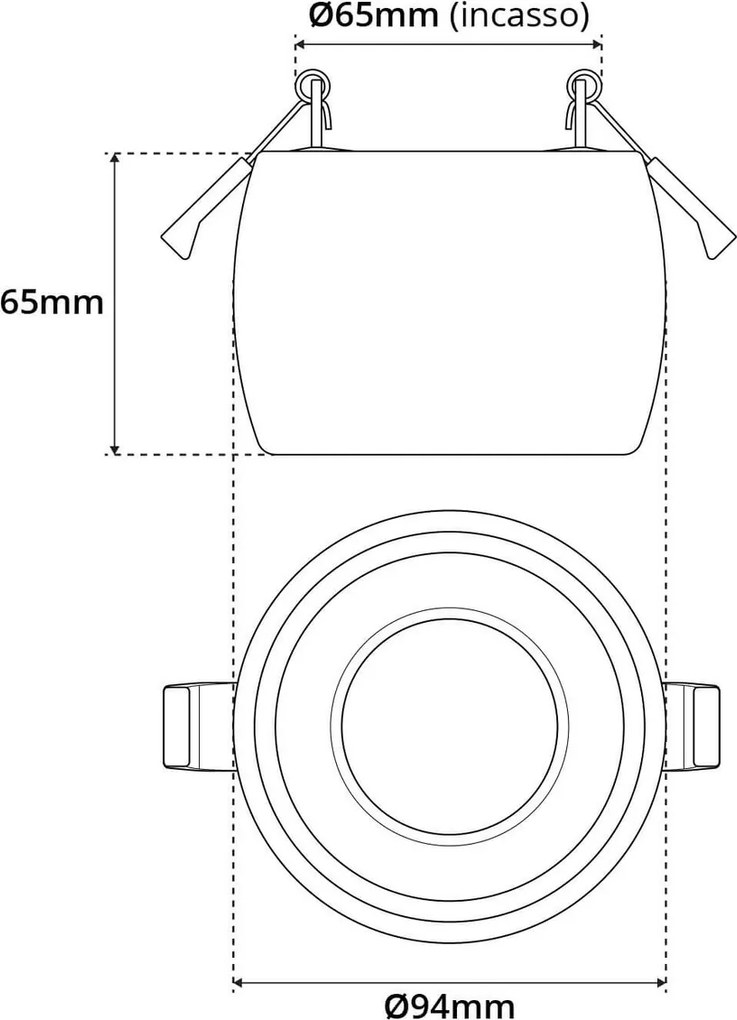 Portafaretto GU10 e MR16 in Gesso Pitturabile Tondo Foro Ø65mm
