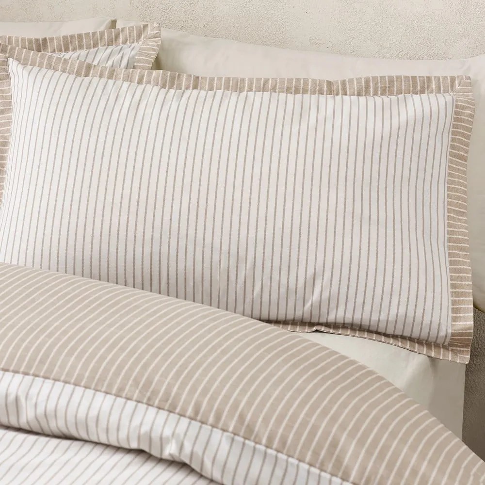 Set copripiumino e federa bianco e beige per letto singolo 135x200 cm Oxford Pinstripe – Catherine Lansfield