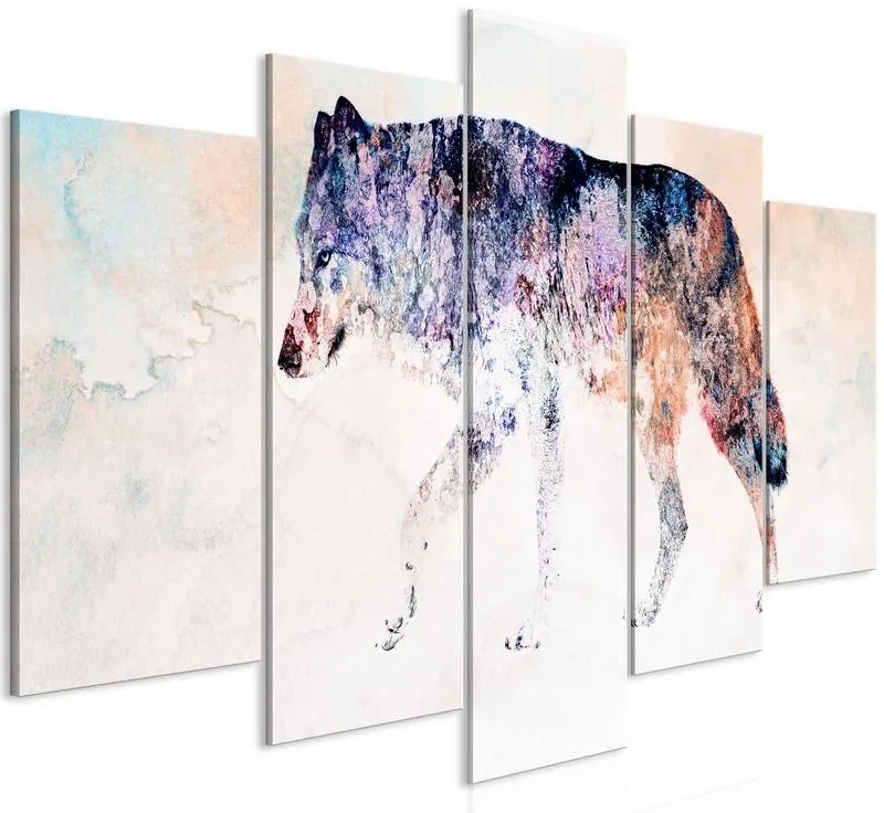 Quadro  Lonely Wolf (5 Parts) Wide  Larghezza x Altezza Home decor 100x50