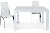 Tavolo allungabile vetro bianco base metallo bianco misura 90x90 h.75