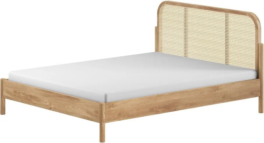Letto matrimoniale di colore naturale in rovere massiccio rete non inclusa 160x200 cm Olive Rotan – Vipack