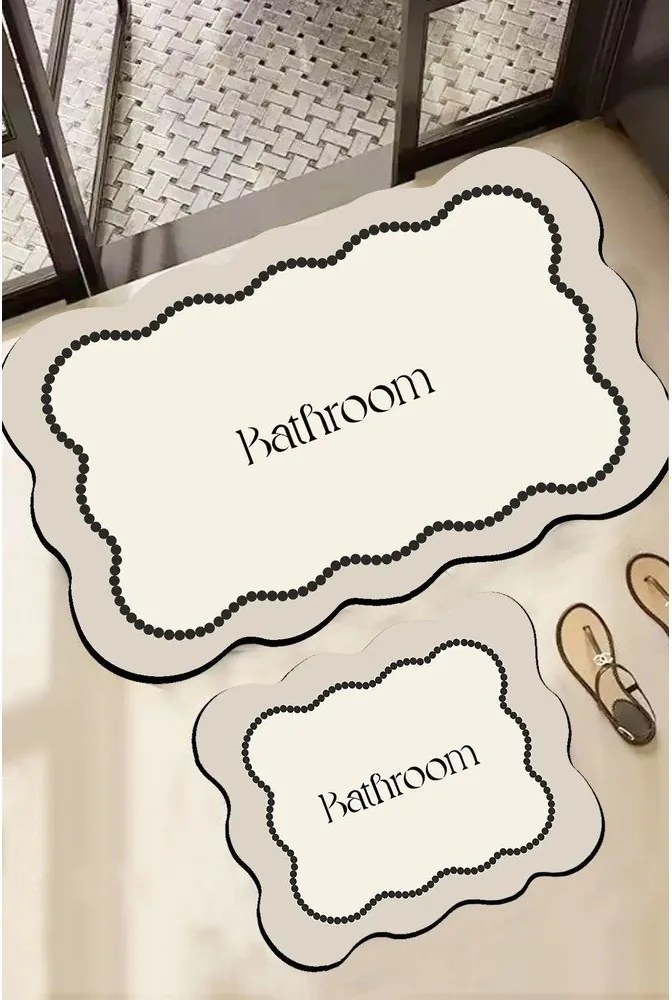 Set di tappetini per il bagno color crema 2 pz 60x100 cm Bounde – Foutastic