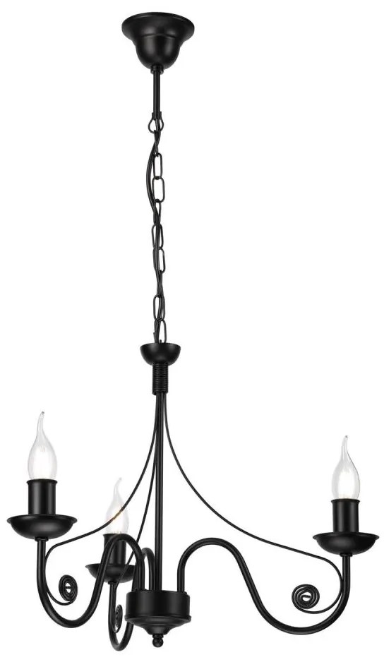 Lampadario a sospensione con catena DONATO 3xE14/40W/230V nero