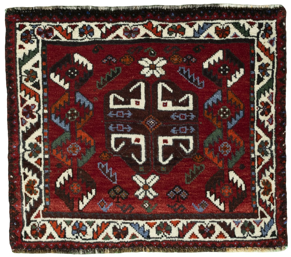 Shiraz Tappeto 60 x 70 Rosso (Iran) Annodato A Mano