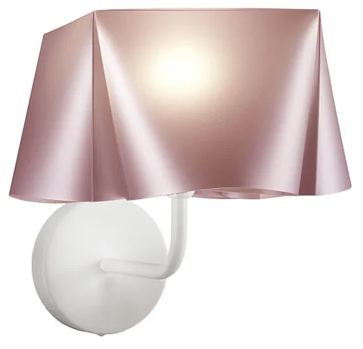 Applique Moderna 1 Luce Wanda In Polilux Rosa Metallico D25 Made In Italy