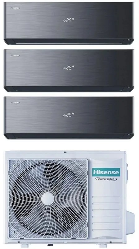 Condizionatore Hisense Trial Split Inverter ENERGY PRO X BLACK 9+12+12 con 3AMW72U4RJC R-32 Wi-Fi Integrato