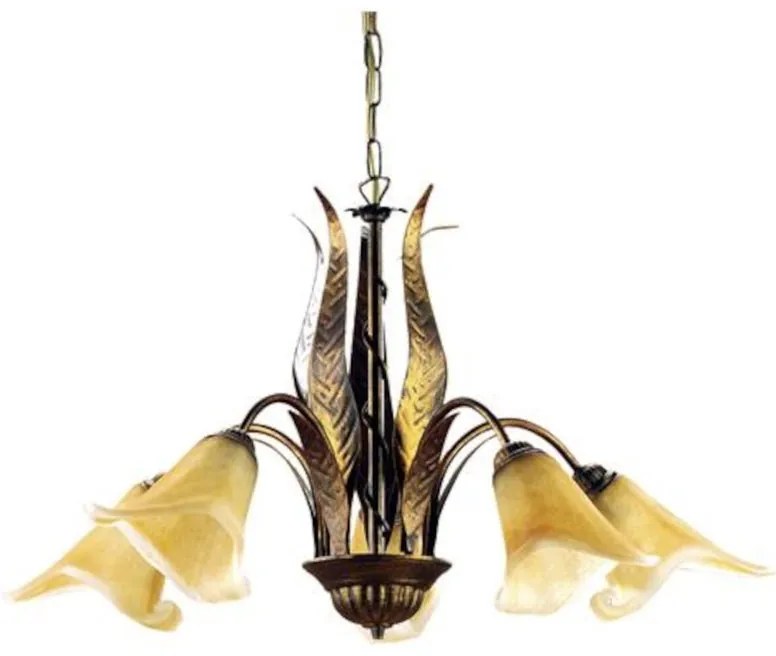 Lampadario Rustico Lampadario Rustico Olga 5x E14 marrone paralume marrone 5x E14