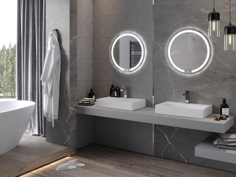 Mexen Rose specchio da bagno retroilluminato, rotondo 60 cm, LED 6000K, antifog - 9810-060-060-611-00