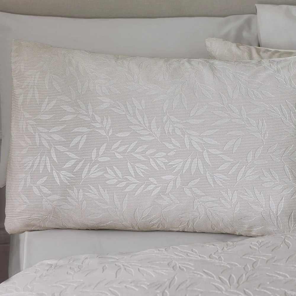 Set copripiumino e federa greige in jacquard per letto singolo 135x200 cm Corded Leaves – Catherine Lansfield