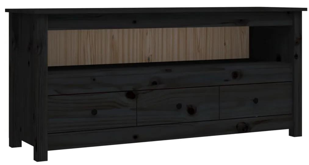 Mobile porta tv nero 114x35x52 cm in legno massello di pino