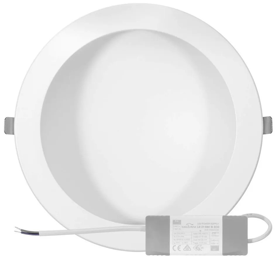 Faro LED da incasso Rotondo Luce INDIRETTA 24W Foro Ø200mm Colore Bianco Naturale 4.000K