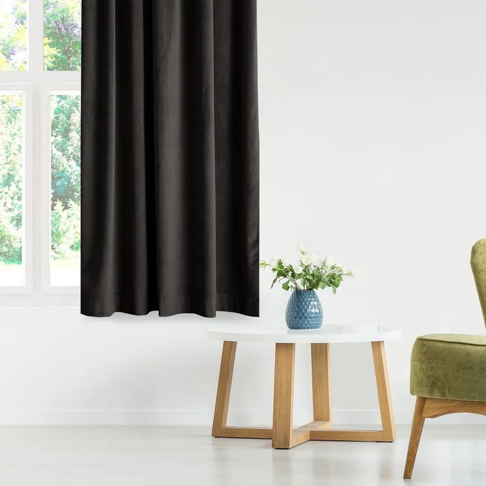 Tenda parzialmente oscurante nera in velluto 140x245 cm Eyelets – Restilo
