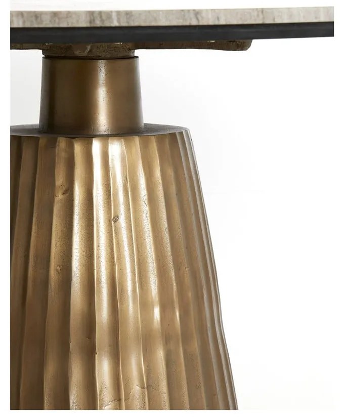 Tavolo da pranzo rotondo in bronzo e colore naturale con piano in marmo ø 100 cm Rianne - Light & Living