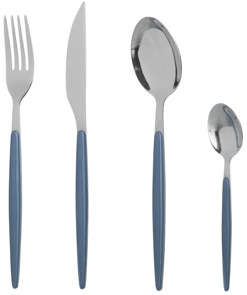 Set 16 posate acciaio inox manico blu Marea