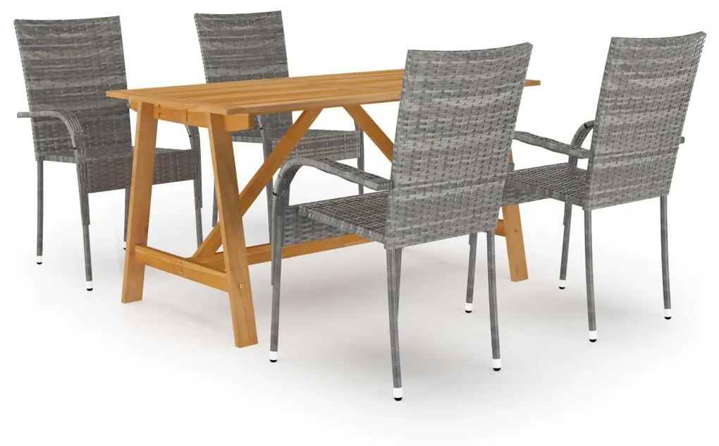 Set mobili da pranzo per giardino 5 pz grigio