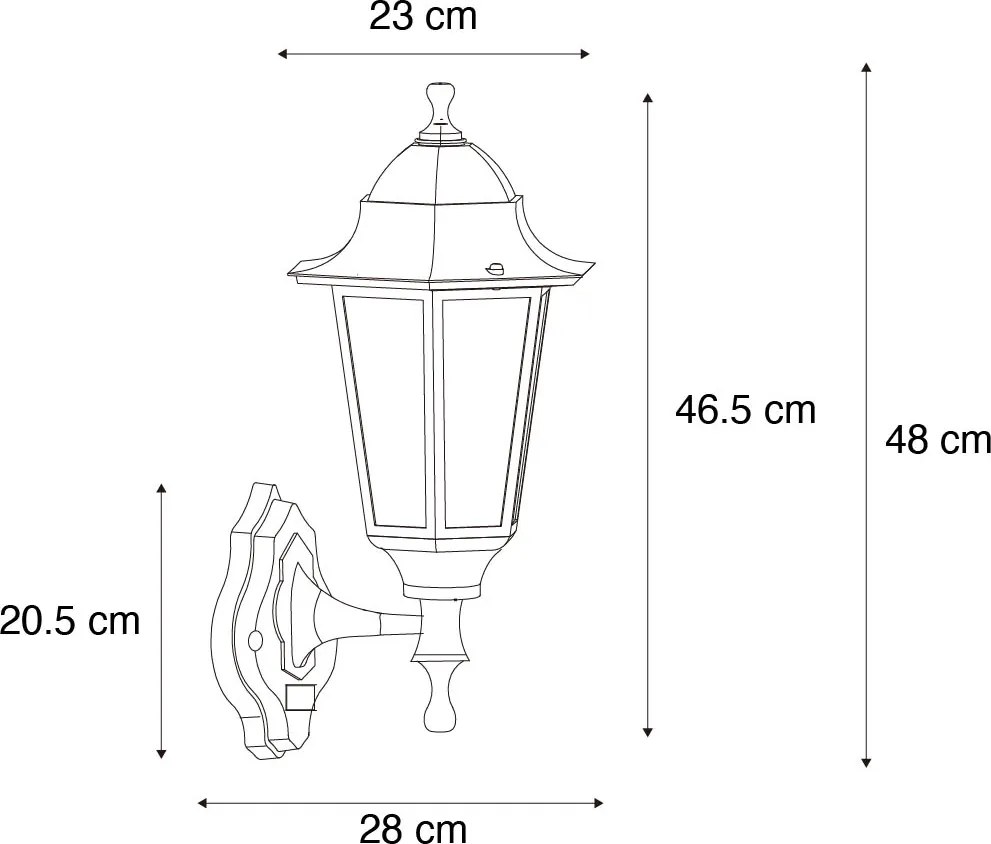 Lanterna da parete per esterno verde scuro con sensore di movimento IP44 - New Orleans up