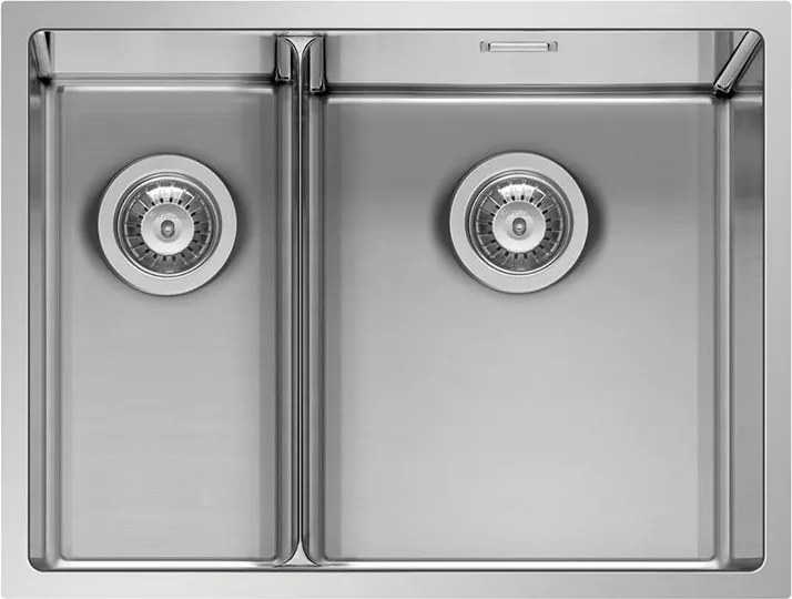 Lavello sottotop 2 vasche in inox argento PYRAMIS Low Divide L 44 x L 58 cm