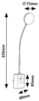 Rabalux 71283 - Lampada da parete LED dimmerabile TIVRO E 4W/230V con porta USB integrata per presa, nera