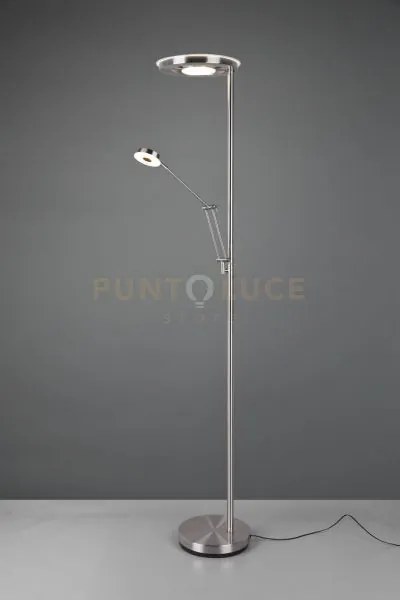 Barrie piantana led con lampada da lettura acciaio satinato dimmera...