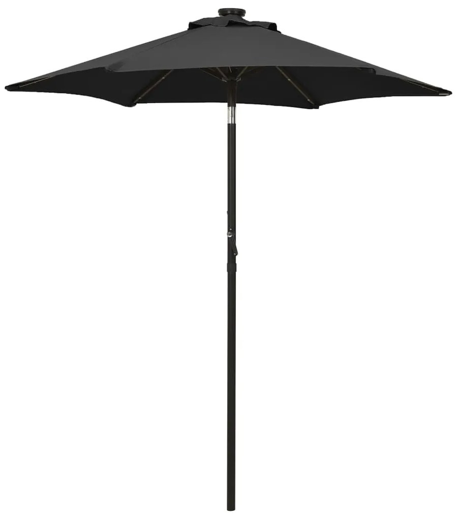 Ombrellone Da Giardino Con Luci Led Nero 200x211 Cm Alluminio /