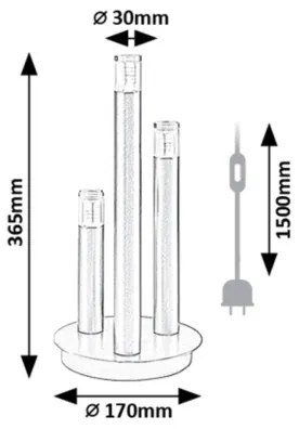Rabalux 74365 - Lampada da tavolo RAMIRA 3xG9/5W/230V nero