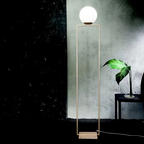 Piantana H169 cm in metallo Oro e diffusore in vetro Bianco SHIRLEY