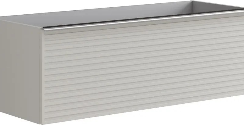 Mobile da bagno sospeso sotto lavabo Pixel stripes 2 cassetti L 120 x H 40 x P 45.5 cm grigio pastello e maniglia alluminio brillante
