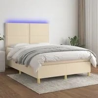 Letto a Molle con Materasso e LED Crema 140x200 cm in Tessuto cod mxl 55897