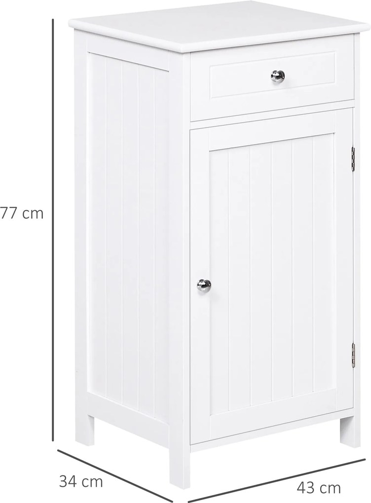 Mobiletto da Bagno con Anta e Cassetto Bianco 43x34x77 cm...