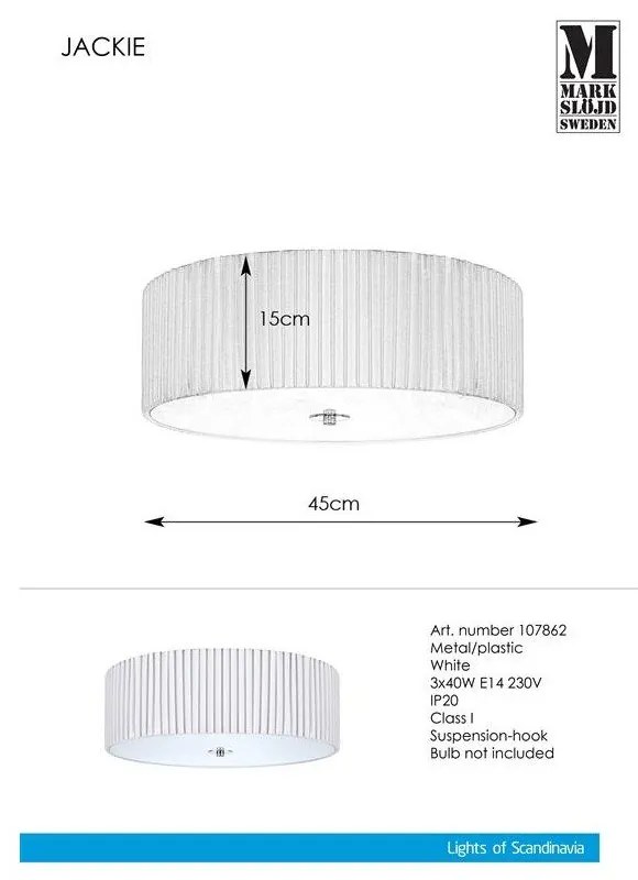 Plafond 3L bianco a soffitto, ⌀ 45 cm Jackie - Markslöjd