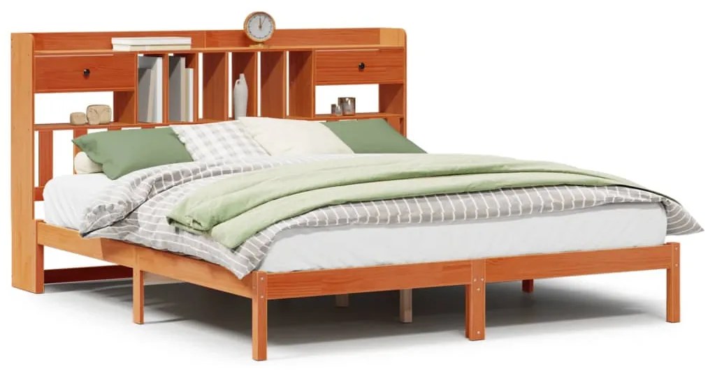 Letto libreria senza materasso marrone cera 180x200 cm in pino