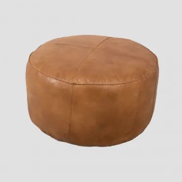 Puff Tondo in Cuoio Tatta Cammello Vintage - Sklum
