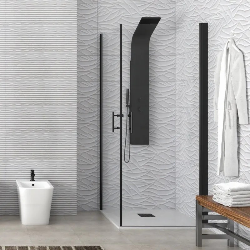 Box doccia nero 80x80 due battenti altezza 200h | KS2800AN - KAMALU