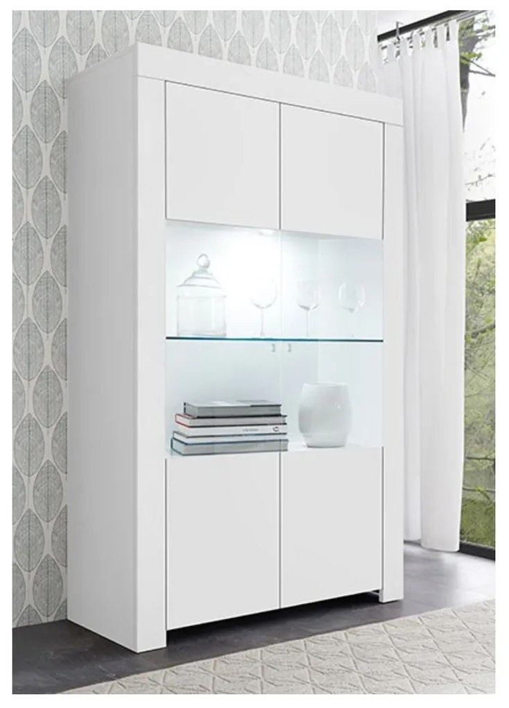 Vetrina 2 ante linea Clear in Bianco Opaco