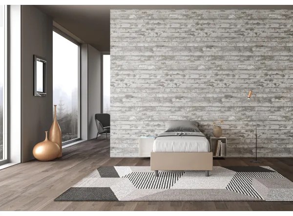 Letto singolo contenitore imbottito 80x200 similpelle tortora Azelia