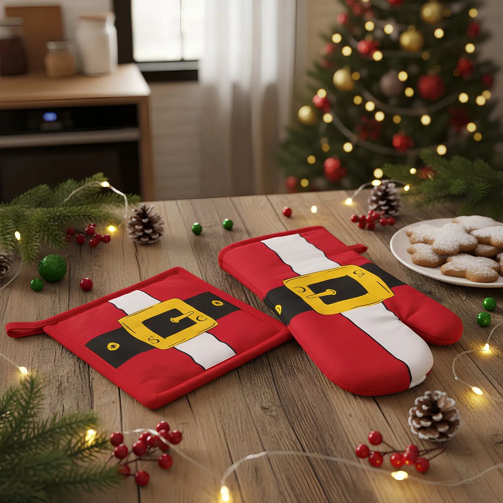 Set guanto e presina Babbo Natale