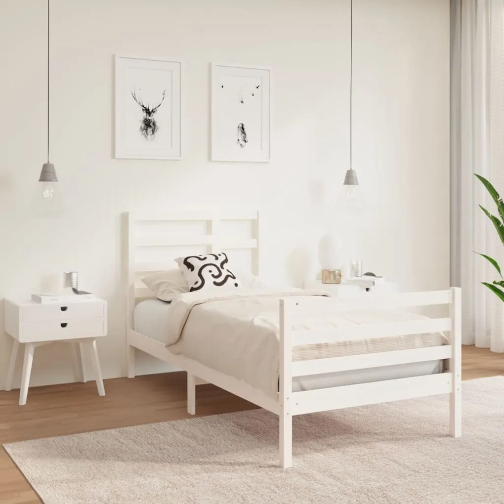 Giroletto Bianco İn Legno Massello 90x190 Cm Single /