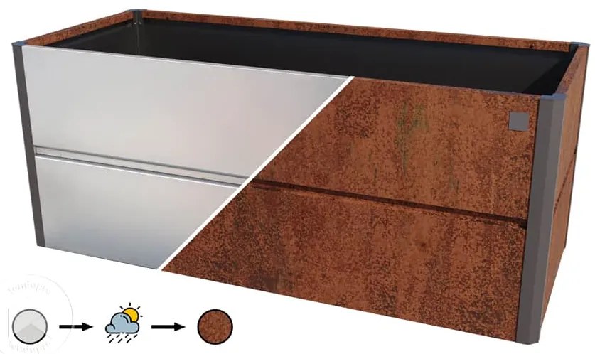 PRIMEYARD 200 x 85 x 77 cm Orto rialzato, acciaio corten, look ruggine - (GFPV00787)