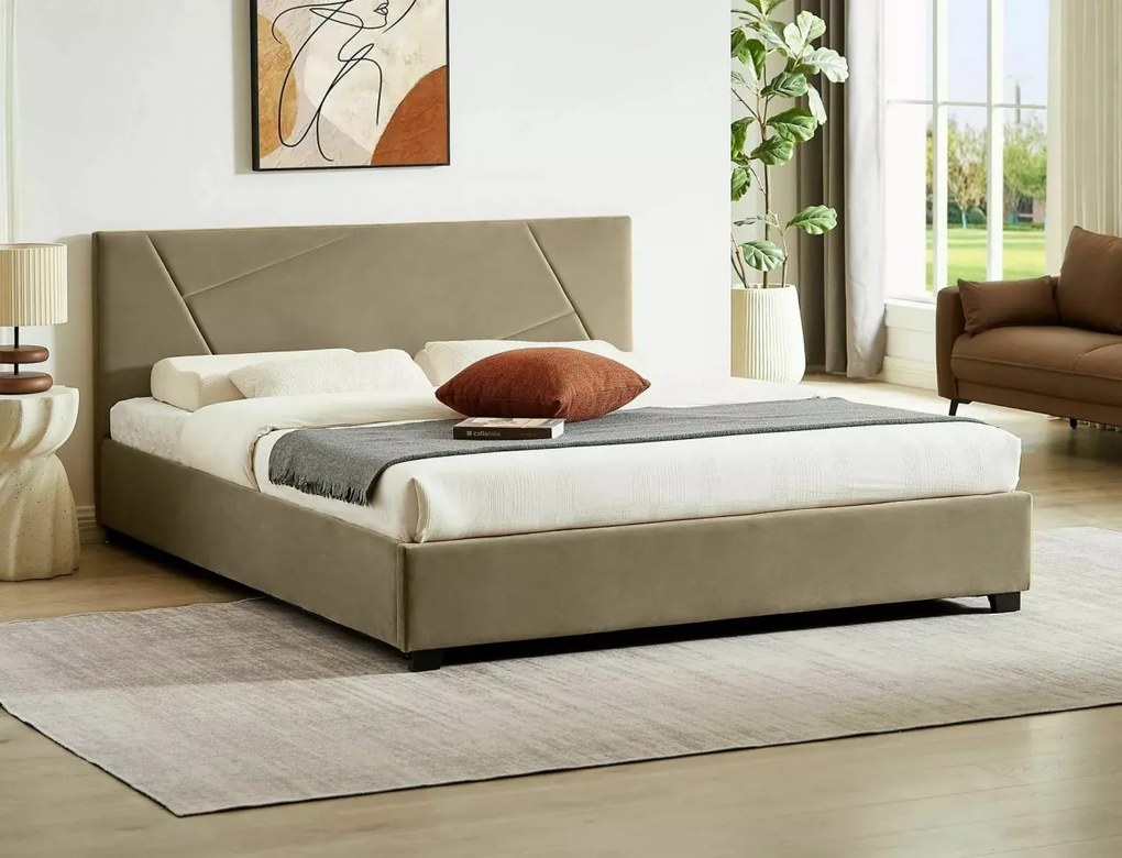 Letto Columbia in velluto beige - Blu28 160x200 cm