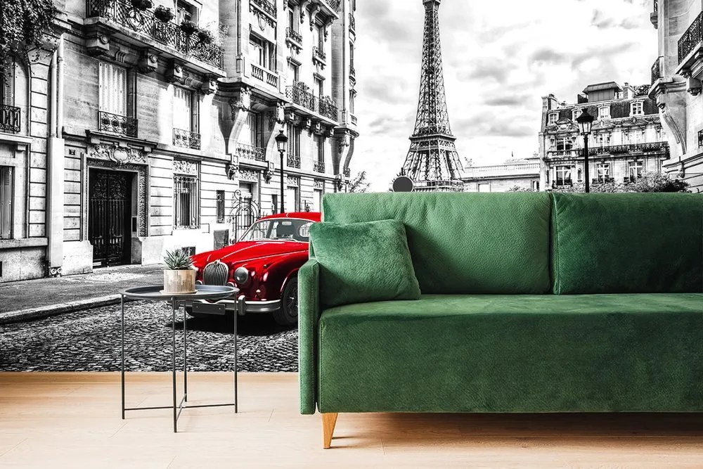 Carta da parati – Auto retrò rossa a Parigi