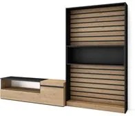 Mobile Soggiorno TV, 260x186x35cm, Per TV fino a 65 , Rovere e nero RF 2535