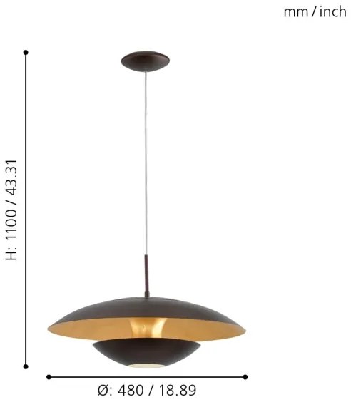 Eglo 95755 - Lampadario NUVANO 1xE27/60W/230V